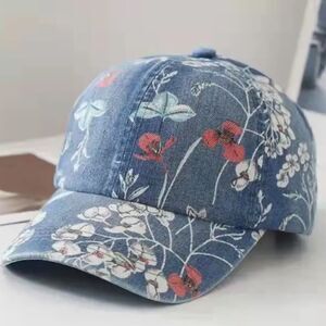 Floral Denim Baseball Cap